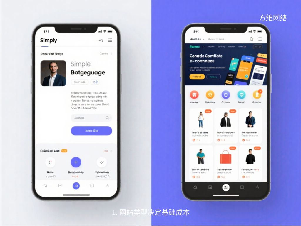 1. 網(wǎng)站類型決定基礎(chǔ)成本