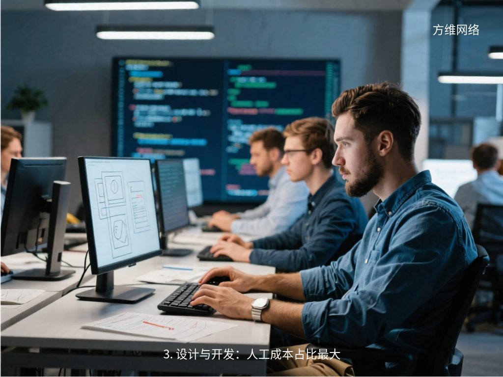 3. 設(shè)計(jì)與開發(fā):人工成本占比最大